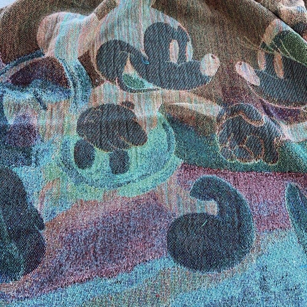 Vintage Disney Mickey's Spring Picnic Tapestry Woven Throw Blanket 60" x 50" - Picture 4 of 7